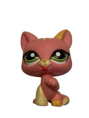 Littlest Pet Shop LPS Shorthair Cat #1116 Pink Green-Eyed Cat Collector Vintage